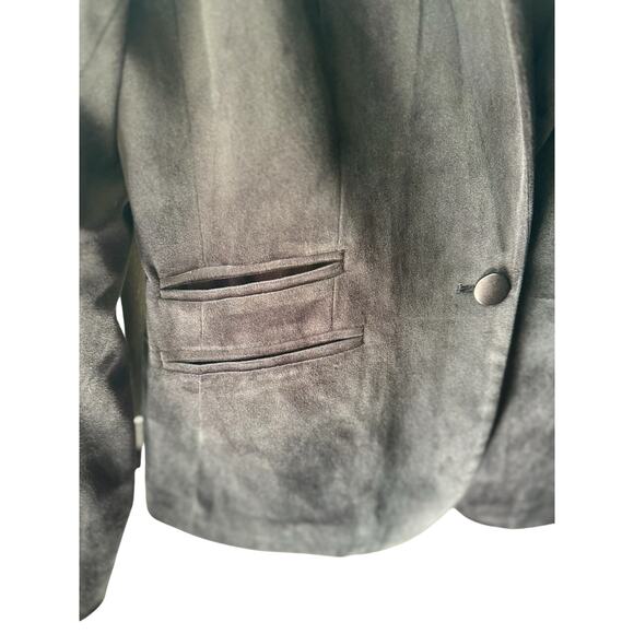 7th Avenue New York & Company Blazer Women’s 8 Black Velvet One Button Jacket - Picture 5 of 8